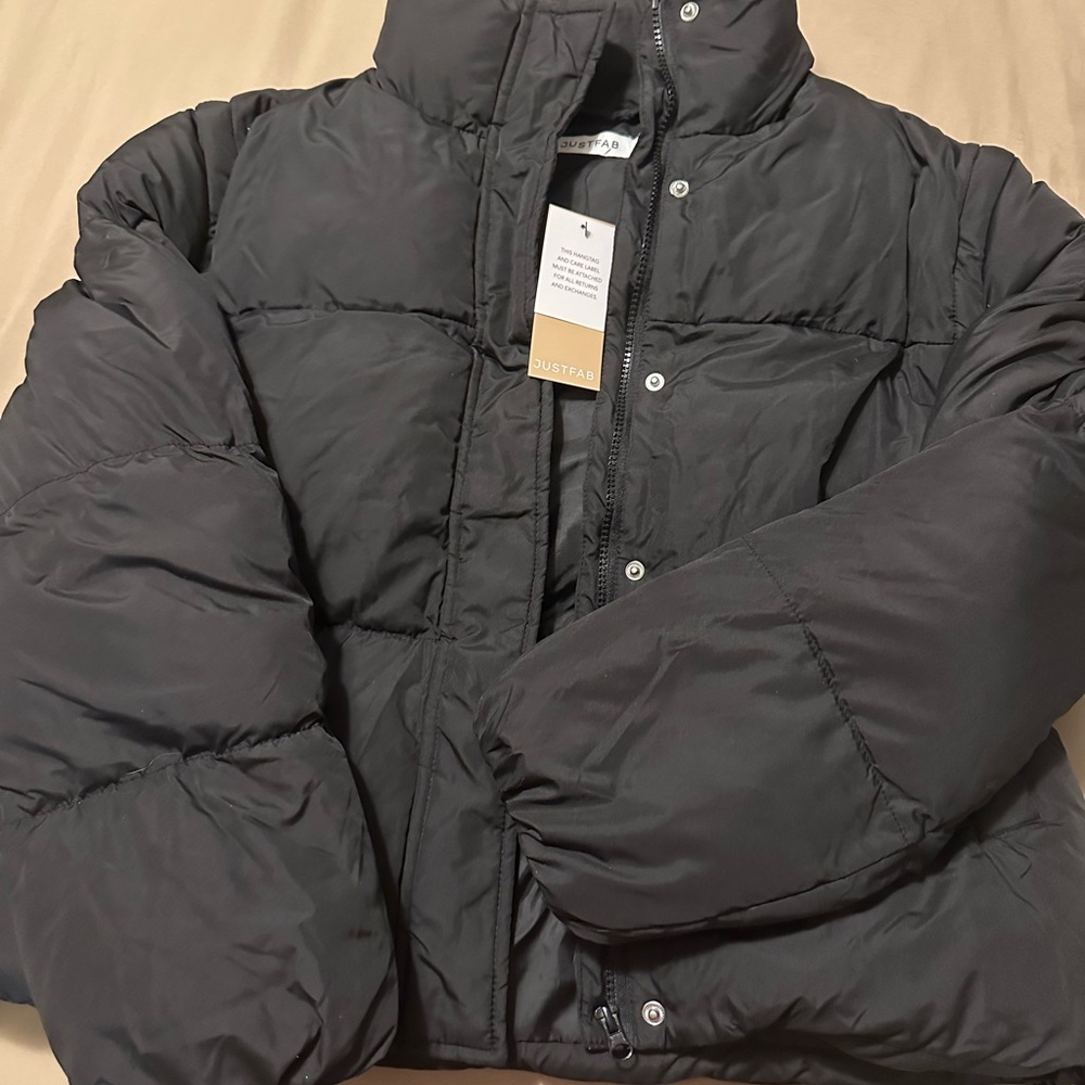 JustFab Black Puffer Winter Jacket